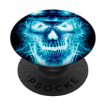 PopSockets Flaming Blue Skull - Fire Skull For Boys Men PopSockets PopGrip: Swappable Grip for Phones & Tablets