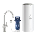 Grohe 30328DC1 Red Duo Instant Boiling Water Tap and L Size Boiler - STAINLESS STEEL