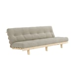 Banquette convertible futon LEAN pin coloris lin couchage 130x190 cm.