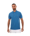 Lacoste Mens Short Sleeved Ribbed Collar Polo Shirt in Blue Cotton - Size Small