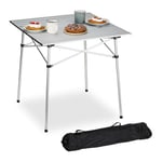 Relaxdays Table Pliante, Support Pliable pour Camping, HxLxP : 70x70x70 cm, Aluminium, argenté