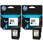 2x HP 302 Black Ink Cartridges For OfficeJet 3830 3832 3834 4650 Printer