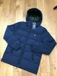 Brand Lyle And Scott Wadded Winter Zip Through Hooded Jacket Blue Small.