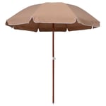 vidaXL Parasol with Steel Pole UV Protective Stable Durable Easy to Clean Outdoor Patio Garden Beach Umbrella Sunshade Shed Cover 240cm Taupe