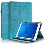 YaMiDe Case for Huawei Mediapad M5 Lite/C5 10.1 inch, [with Screen Protector], Leather Case with Pencil Holder&Card slot and Auto Sleep/Wake, Life Tree, Lake blue