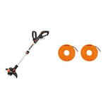 WORX WG163E.9 18V (20V Max) Cordless Grass Trimmer, Strimmers, Line Strimmer Edge Cutter (Tool only – battery & charger sold separately) and WA0004 Replacement Spool and Line for Grass Trimmers Orange