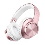 LKJH Bluetooth 5.0 Headphones 40H Play time Touch Control Wireless Headphone with Mic Over Ear Earphone TF Headset for phone PC (Color : Rose)