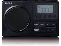 New Lenco Portable 5 Preset Digital Screen Battery Mains FM Radio MPR-035 Black