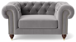 Swoon Winston Velvet Cuddle Chair - Silver Grey