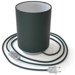 Lampe Posaluce en métal avec abat-jour Cilindro Cinette pétrole, avec câble textile, interrupteur et prise bipolaire Avec ampoule - Chromé - Cinette