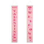 Amosfun 1 Pair Valentines Day Porch Sign Welocome Valentine Door Banner Love Welcome House Flag Garden Flag for Indoor Outdoor Wedding Decorative Assorted Color