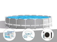 Kit piscine tubulaire Intex Prism Frame ronde 5,49 x 1,22 m + 6 cartouches de filtration + Kit d'entretien + Pompe ? chaleur
