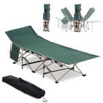 Rootz Camp Bed - Hopfällbar campingsäng - Militär sovsäng - Väderbeständig - Inkluderar tygpåse - Grön + Beige - 190cm x 68cm x 52cm