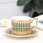 ZHIRCEKE Set Coffee Cup and Saucer Moroccan Style of Columbia with ceramic tea afternoon cup of Cappuccino Gold Handel 250ml,22