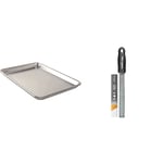 Nordic Ware 44800 Naturals Jelly Roll Pan Rustproof Aluminium Sheet, Premium Bakeware for Baked Veggies, Silver,L 15" x W 10.5" x H 1" & Microplane Zester Grater in Blackn USA