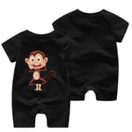 WoodWorths Cute Monkey(2) Newborn Girl Boy Kids Baby Romper Short Sleeve Infant Toddler Jumpsuit(12 Months,Black)