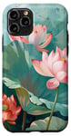 Coque pour iPhone 11 Pro Style de peinture à l'huile de fleurs de lotus Art Design
