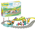 PLAYMOBIL 71593 1.2.3: Big Train Set, with wagons, barriers and a clock, educational toy and developmental early learning toy for toddlers, playset suitable for children ages 12 months+