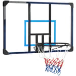 Rootz Basketball Hoop - Basketstativ - Universal Väggfäste - Rivbeständigt nät - Rostfri stålram - Svart + Blå + Klar - 113 x 61 x 73 cm