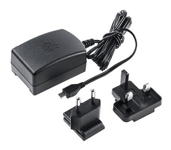 Nätadapter Raspberry Pi 3 EU-UK 5,1V/2,5A USB Micro PSU - Svart