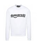 Dsquared2 Mens Classic Raglan Fit Logo White Sweatshirt Cotton - Size X-Large