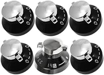 New World Genuine Gas Hob Oven Cooker Control Knobs (Black/Silver, Pack of 6)
