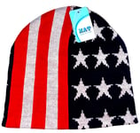 USA Flag Stars & Stripes Beanie Ski Hat Mens Ladies One Size, NWT, Style 1 /10z