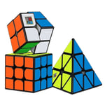 3st Speed Cube Set, All Black Base Pussel Magic Cube Set med 2x2x2 3x3x3 Pyramid Smooth Puzzle Cube--
