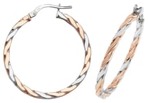 James Moore TH ER1041RW-25 9ct Rose/White Gold 25mm Hoop Jewellery