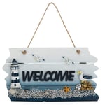 Havsdekor Väggdekoration Trä Dörrskylt Strand Plakett Ornament Hav Välkommen Skylt Blå 29x11.5cm Blue 29*11.5cm