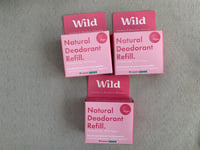 Lot 3 x Wild Natural Deodorant Jasmine & Mandarin Blossom Refill 40g FREEPOST