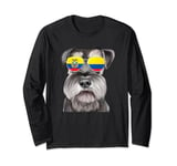 Miniature Schnauzer Dog Colombia Flag Sunglasses Long Sleeve T-Shirt