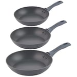 Salter COMBO-9231 Marino Frying Pan Set – 3 Piece Non-Stick Cookware, Induction Suitable, PFOA-Free Forged Aluminium, Use Little/No Oil, Omelette/Pancake Healthy Cooking, Soft-Touch Handle, 24/28/30cm