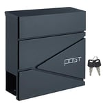 Songmics Modern Mailbox, låsbar väggmonterad postbrev, Anthracite Gray