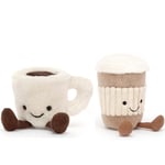 Jellycat Amuseable Espresso Cup + Jellycat Amuseable Coffee-To-Go Plush Soft Toy Bundle
