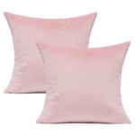 20x20 Set of 2 Pink Velvet Cushion Covers Decorative Cozy Square Soft Solid Pillow Cushions Home Decorations for Sofa Couch Teen Bedroom Car