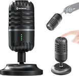 Moman USB Microphone à Condensateur, Micro Gaming pour PC Phone Ordinateur Portable et PS4&5, avec Muet du Bruit, pour Streaming, Enregistrement,Vocal,Podcast,Twitch
