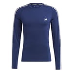 adidas Male Adult Techfit 3-Stripes Training Long-Sleeved Top T-Shirt (Long Sleeve) Dark Blue
