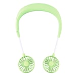 Wearable Neck Fan，Portable Neck Fan, Hanging Mini USB Rechargeable Lazy Neckband Fans with Dual Wind Head，For Traveling Sport Outdoor Camping OfficeMini fan-green