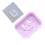 Plastic Soap Dish Holder Rack Adhesive Bathroom Wall Mounted Purple