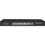 24-portar 10/100 Poe Switch Port 1&amp;2 Stöd för Poe++ 