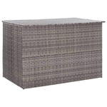 vidaXL Garden Storage Box Weather and Water Resistant Patio Outdoor Storage Chest Bench Store Blanket Cushion Pillow Grey 150x100x100cm Poly Rattan
