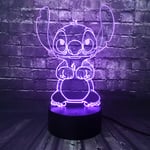 Lilo and Stitch Teddy Lamp 3D Visual Safe of Baby Smart Sensor Touch Change Cartoon 7 Color LED Home Bedside Night Mood Light Holiday Birthday Friends Kids Gift Toy