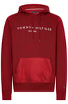 Sweat à capuche bi-matière Tommy H Sportswear en coton mélangé rouge droite col à capuche