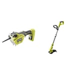 Ryobi RY18PSA-0 18V ONE+ Cordless 150mm Pruning Saw (Bare Tool) & OLT1832 ONE+ Cordless Grass Trimmer, 25-30cm Path (Zero Tool), 18 V, Hyper Green (Battery, Charger and Blade Not Included)