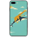 ZARLAY Compatible for iPhone 7/8 Plus/8 Plus Case Giraffe Riding on a Shark Shockproof Anti-Finger Print Scratch Resistant Phone Case