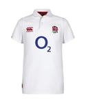 Canterbury Boys England Home Classic Short Sleeve Rugby Jersey Shirt - White Cotton - Size 14Y