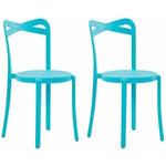 Lot de 2 Chaises de Salle à Manger Design en Plastique Bleu Turquoise Empilables pour Intérieur et Extérieur au Style Moderne et Scandianave Beliani