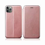 Scratch Resistant Genuine Leather Case TPU+PU Integrated Voltage Magnetic Card Holder Retro Leather Case, for IPhone 11 Pro Max (Color : Rose Gold)