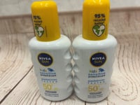 2x Nivea Sun Kids Sensitive Protect & Care Sun Spray SPF 50+ 200ml